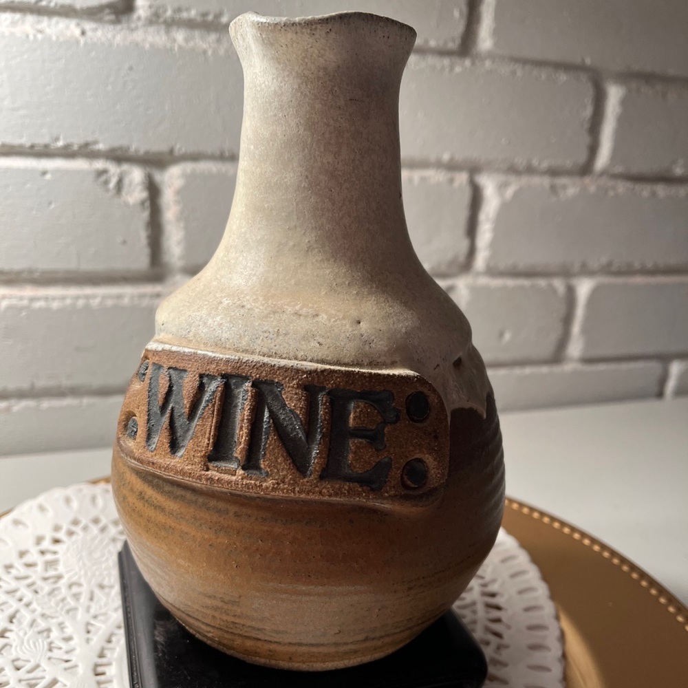 Hand crafted wine decanter signed 7 1/2” tall